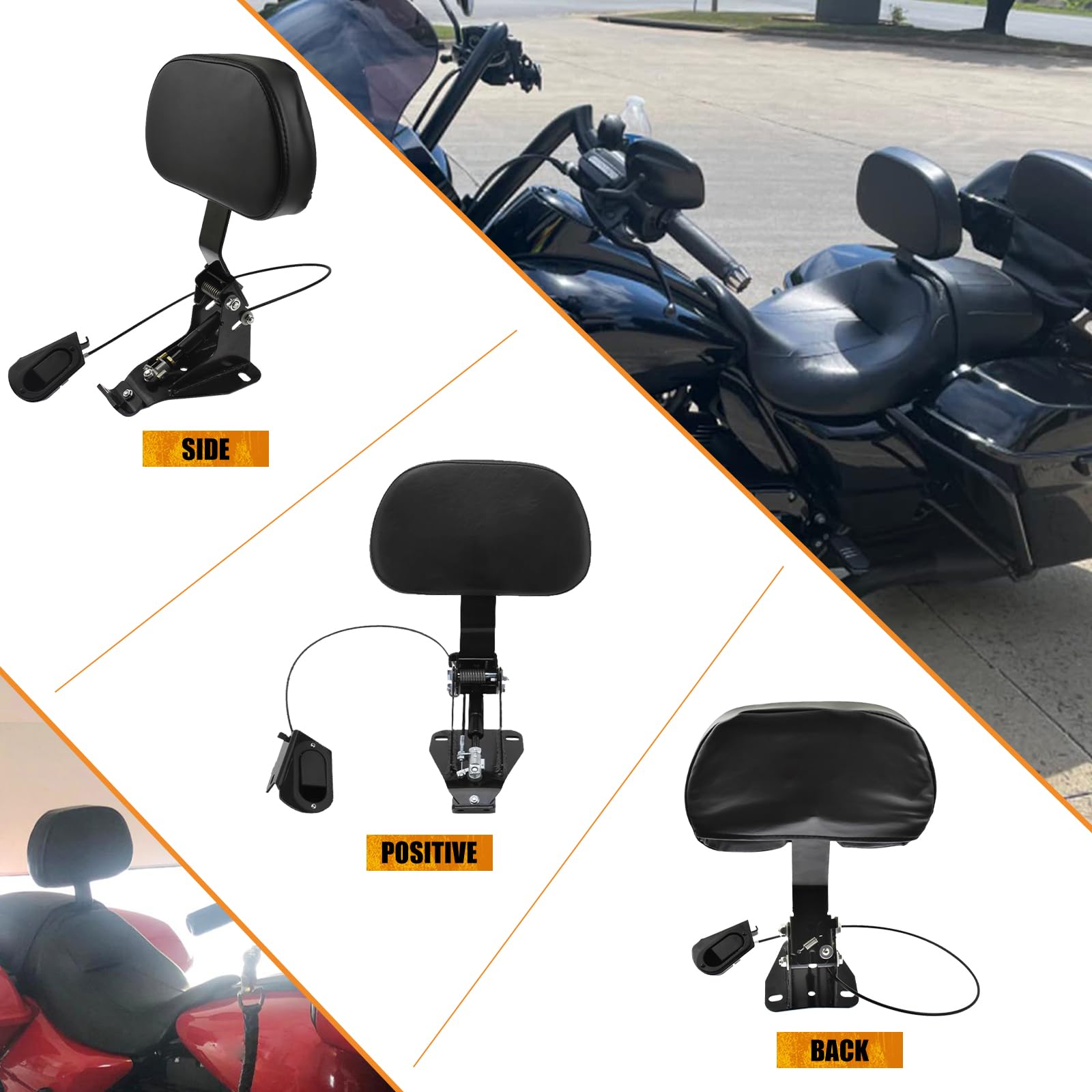 Amazon | HCmotorku オートバイ用調節可能ドライバーバックレスト